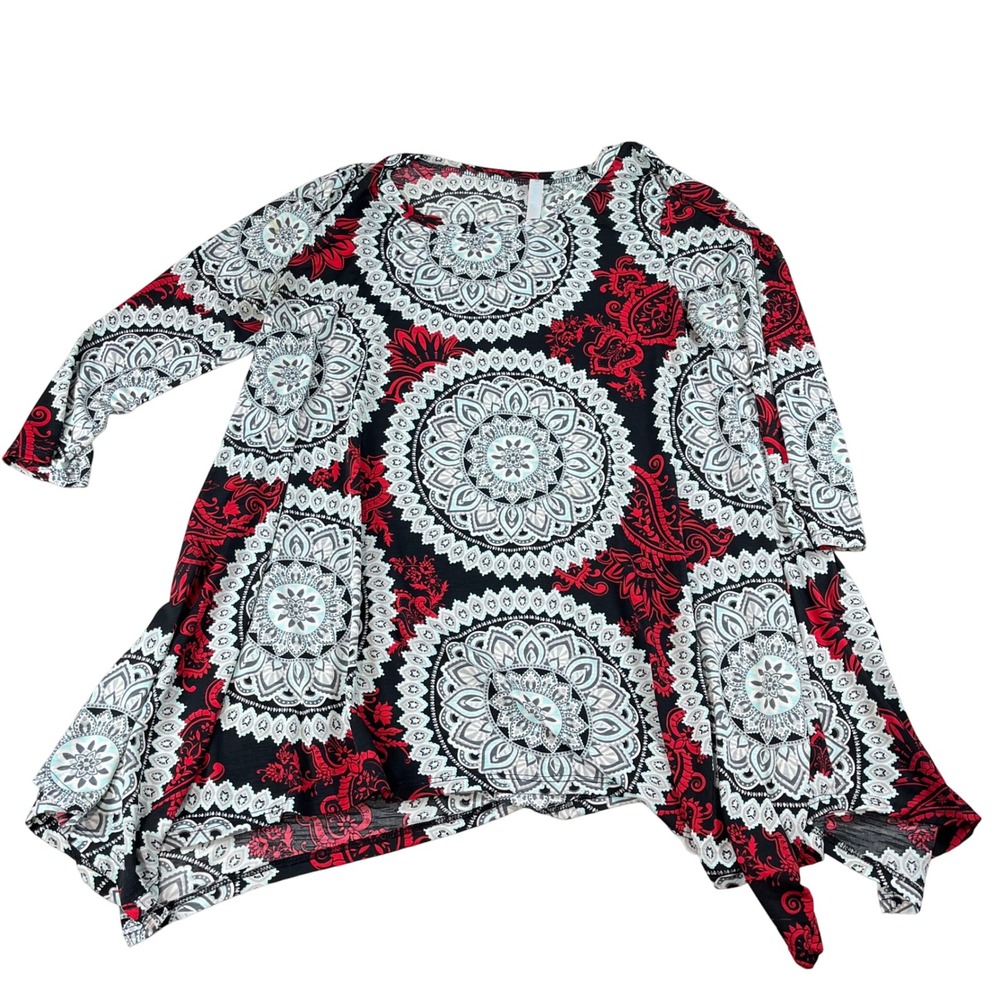 Paisley Grace Geometric Print Flowy Top Size 3X